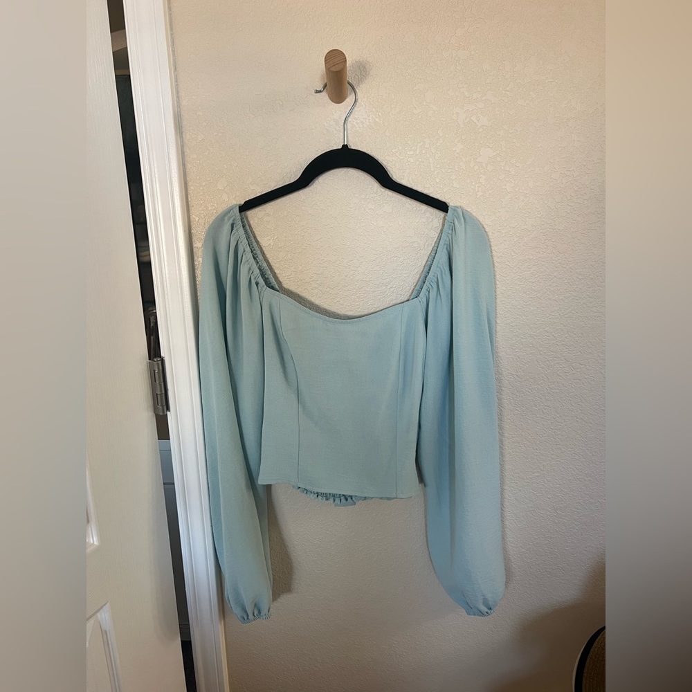 blue long sleeve top
